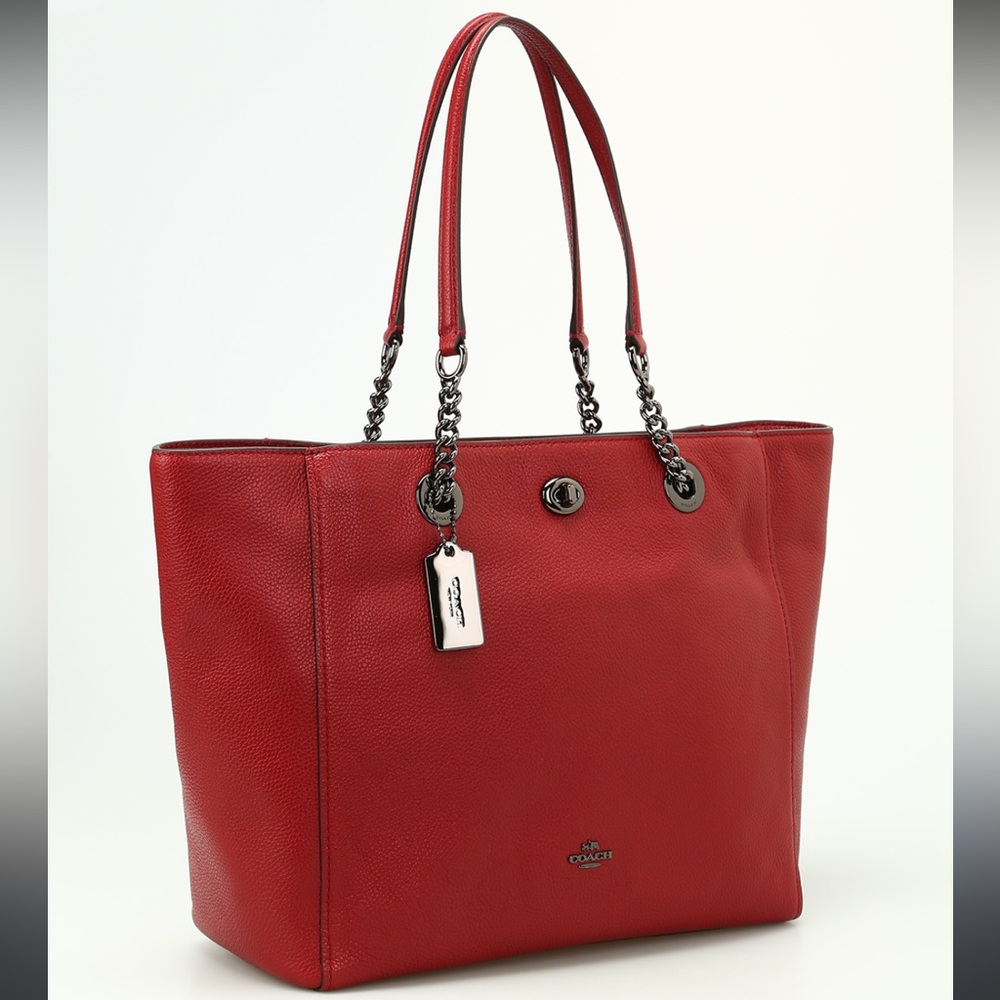Coach turn lock chain strap large tote bag
